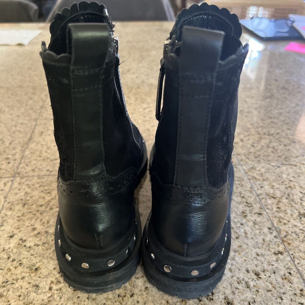 EUC Free People Tate Black Suede Chelsea Boots Size 6.5 Women's Side Zip Chunky - Picture 7 of 14